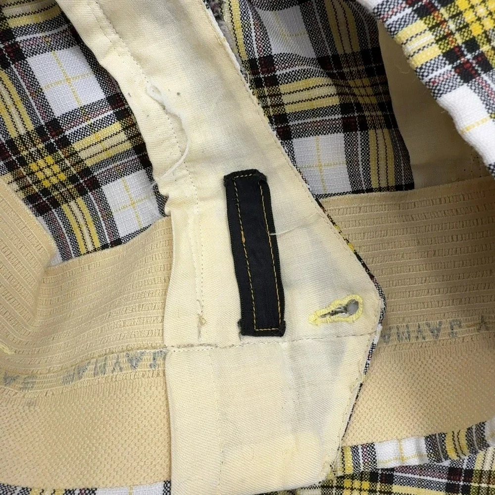 Vintage Jaymar Slacks Mens 40 Yellow Plaid Sansabelt Retro 70s Dress Pants Style